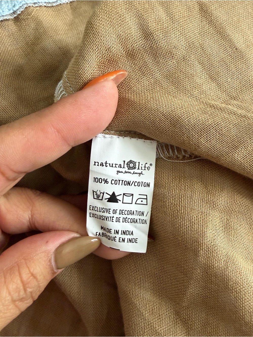 Natural Life Indy Tunic GinghamDress in Tan with Blue Trim-XL NWOT - Picture 4 of 7